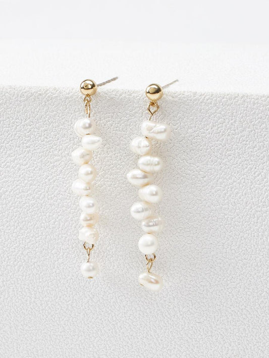 Stacked Pearls Drop Earrings