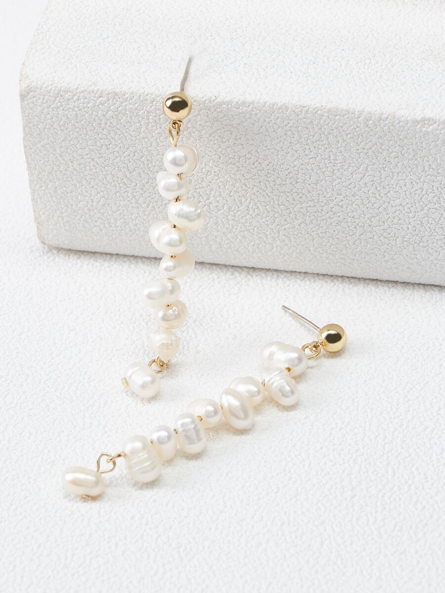Stacked Pearls Drop Earrings