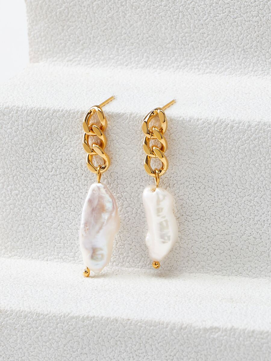 Faux Pearl Drop Earrings