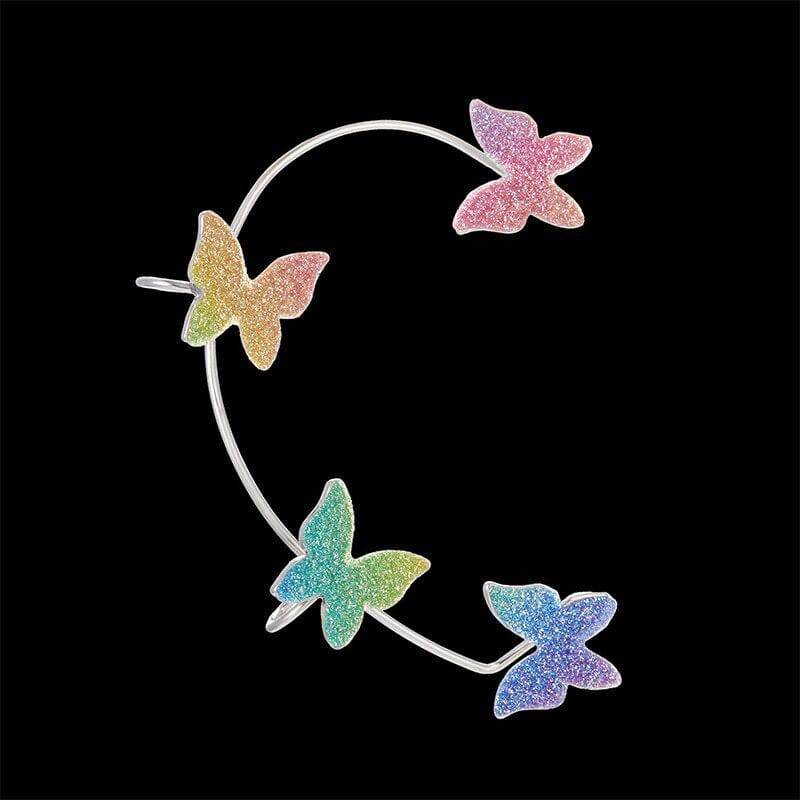 The Faye Rainbow Butterfly Cuff Earrings