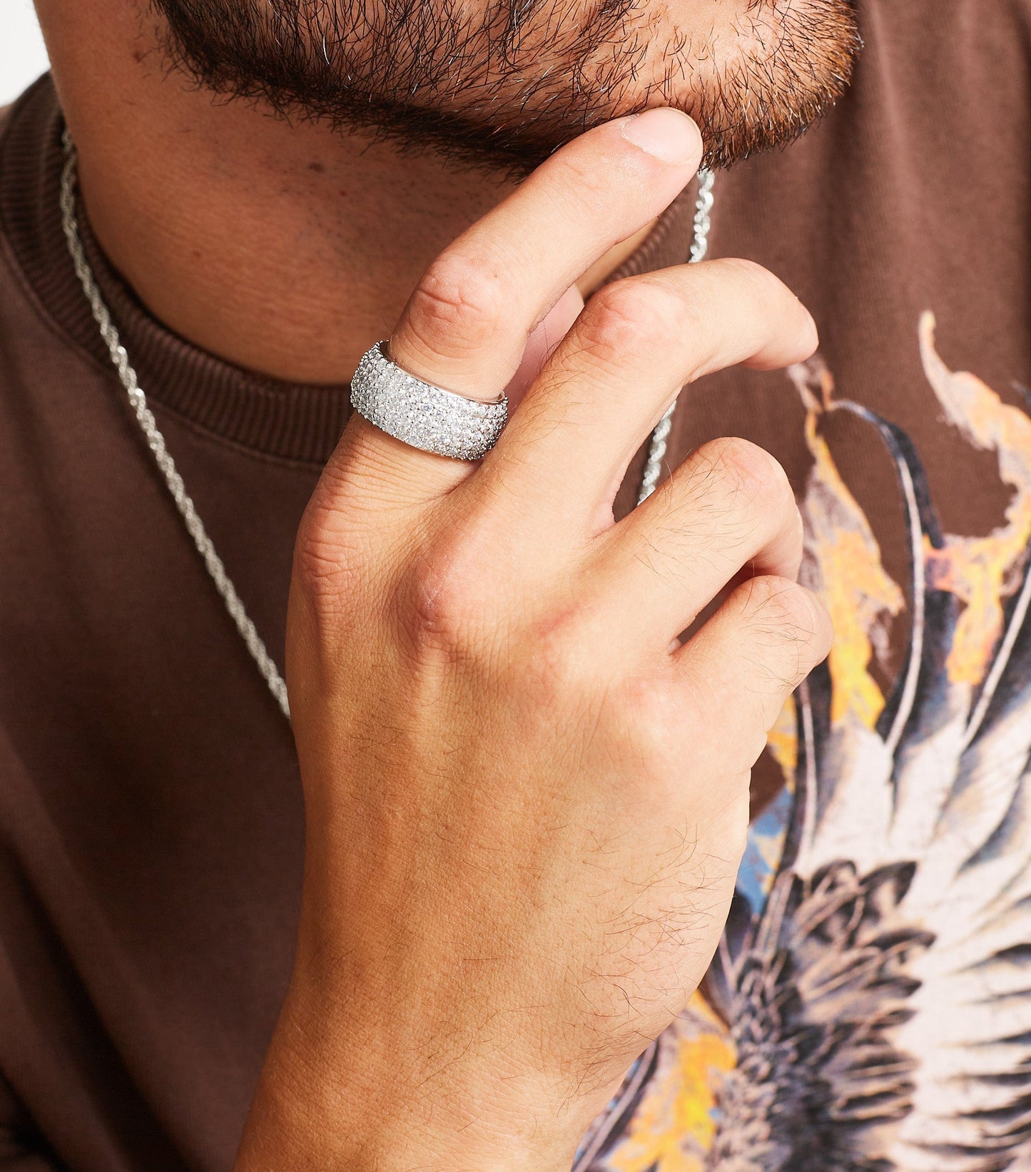 5 ROW BAND RING [WHITE GOLD]